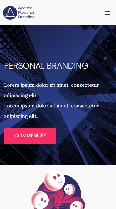 vignettes montrant la page d'accueil du site Personnal Branding en version mobile